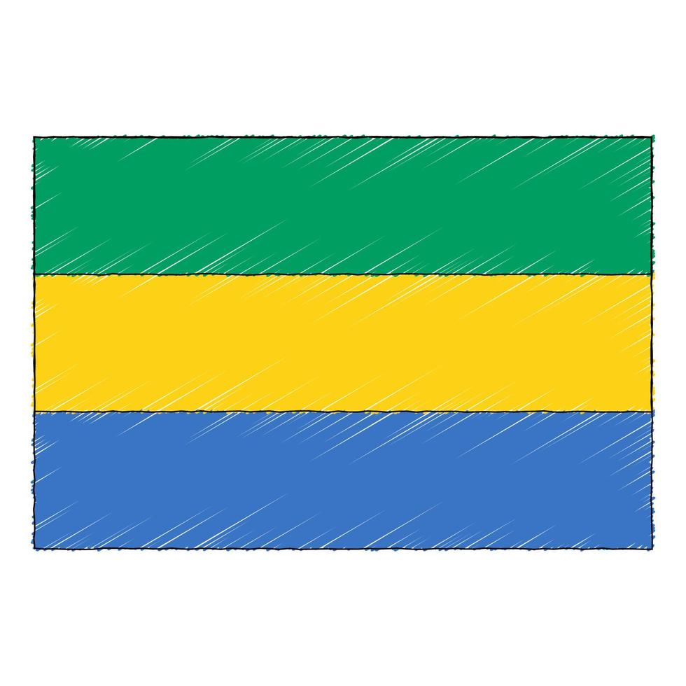 hand- getrokken schetsen vlag van Gabon. tekening stijl icoon vector
