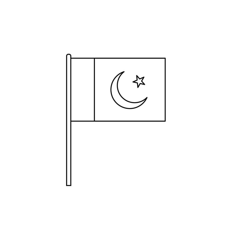 zwart schets vlag Aan van Pakistan. dun lijn icoon vector