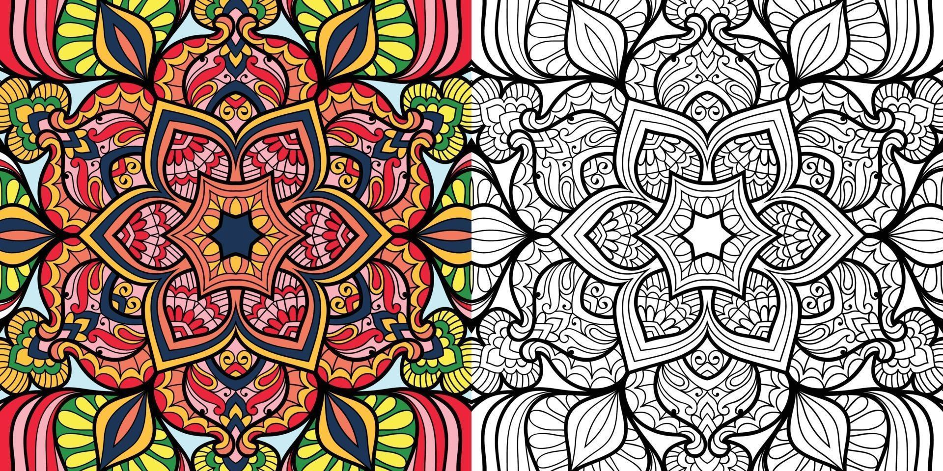 doodle mandala kleurboek pagina voor volwassenen en kinderen. wit en zwart rond decoratief. oosterse antistress-therapiepatronen. abstracte zen wirwar. yoga meditatie vectorillustratie. vector