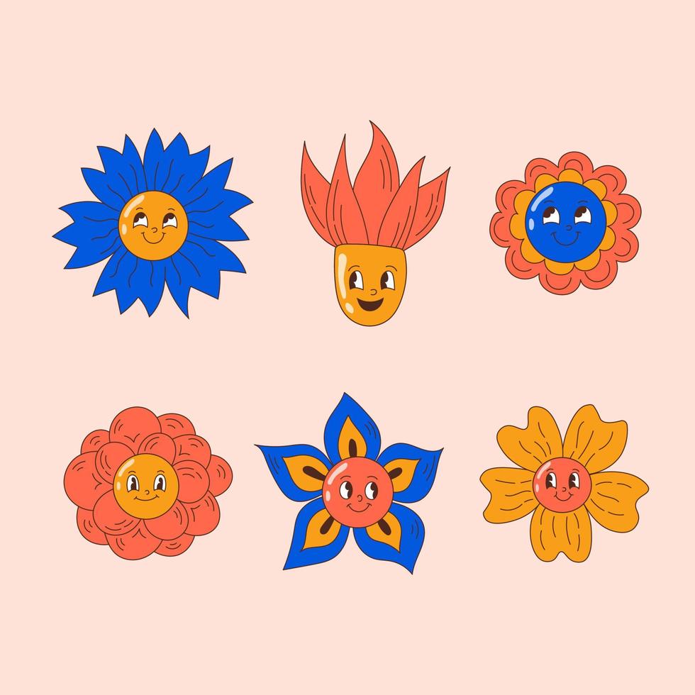 hippie bloem karakter reeks vector