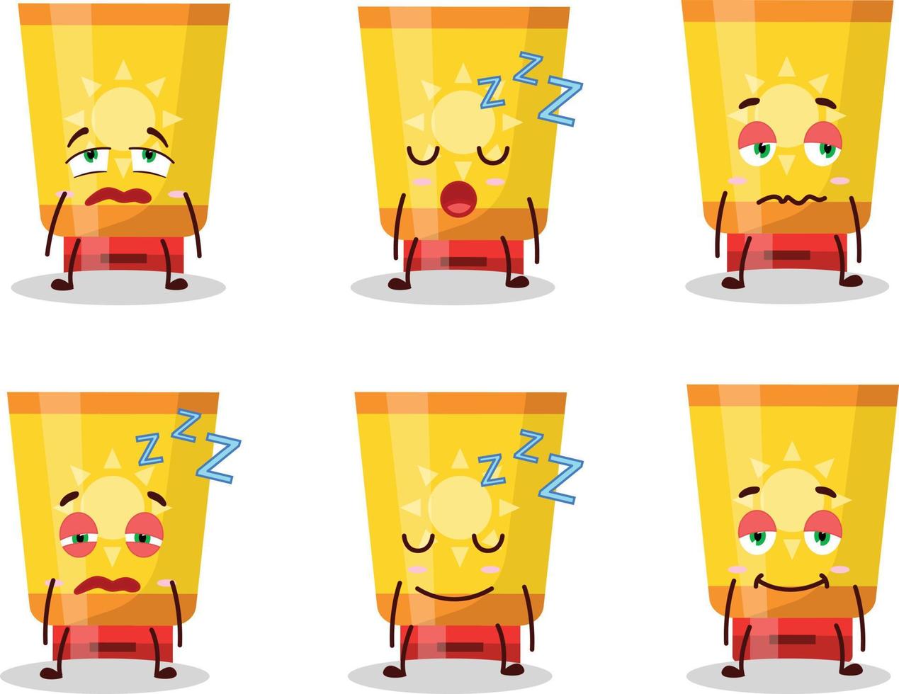 tekenfilm karakter van zon blok met slaperig uitdrukking vector
