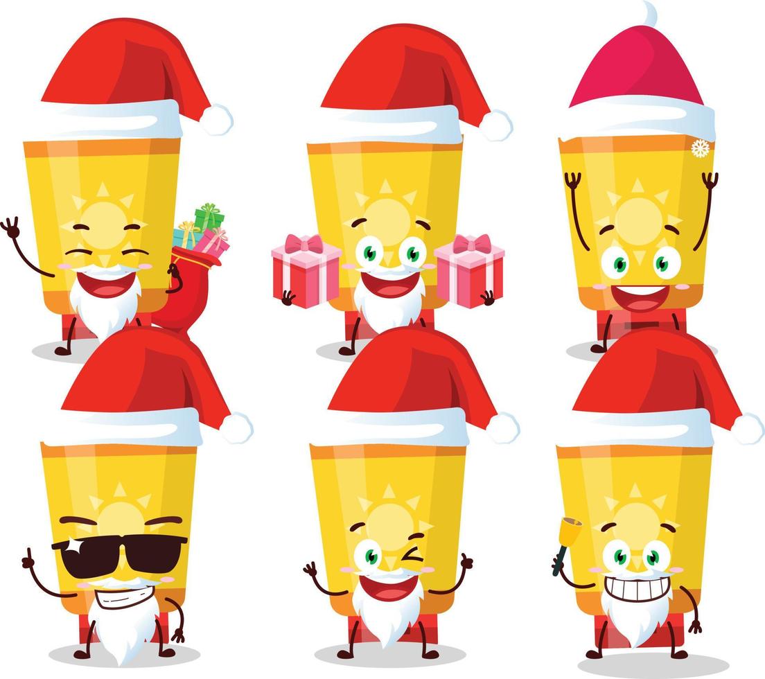 de kerstman claus emoticons met zon blok tekenfilm karakter vector