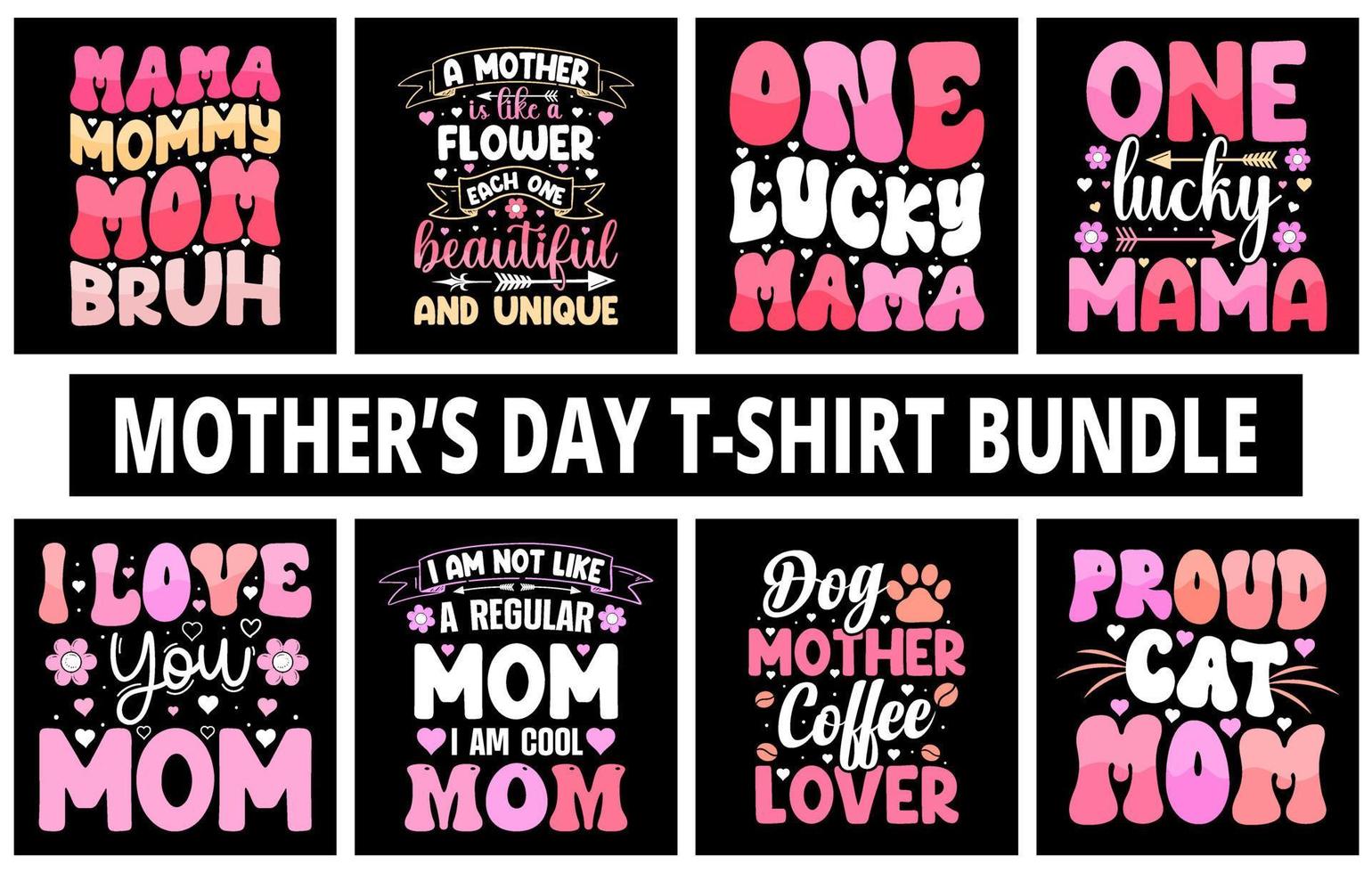 gelukkig moeders dag set, moeders dag t overhemd bundel, belettering mam t-shirt set, mam t-shirt citaat verzameling, mama t-shirt vector, moeders dag t overhemd ontwerp idee, mam t overhemd afdrukken ontwerp vector