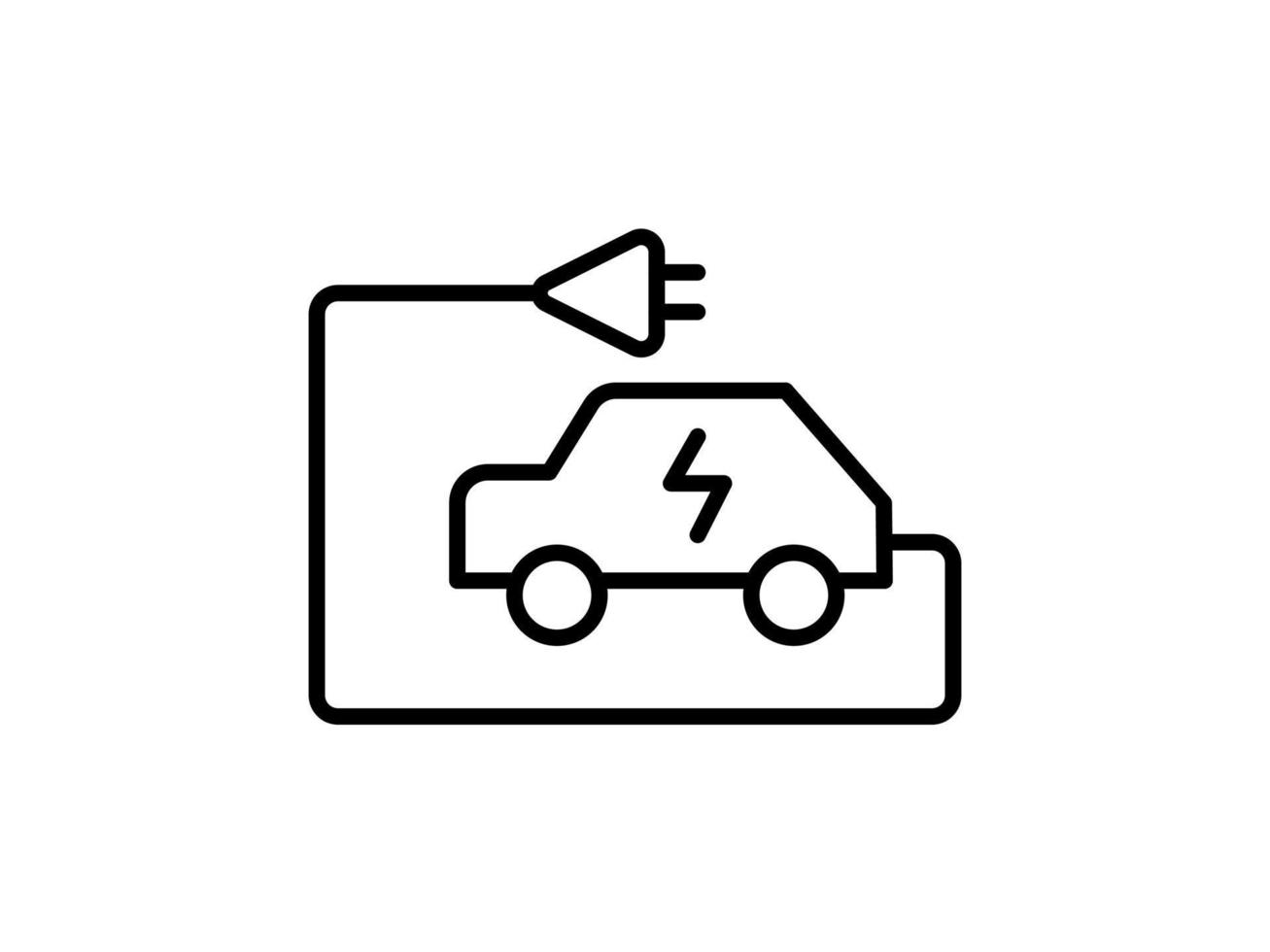 vector illustratie van elektrisch aangedreven auto en opladen punt pictogrammen of logo stijl.