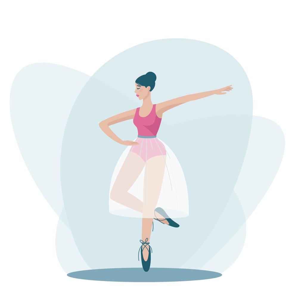 een dansend meisje staat in een prachtige pose op één been vector