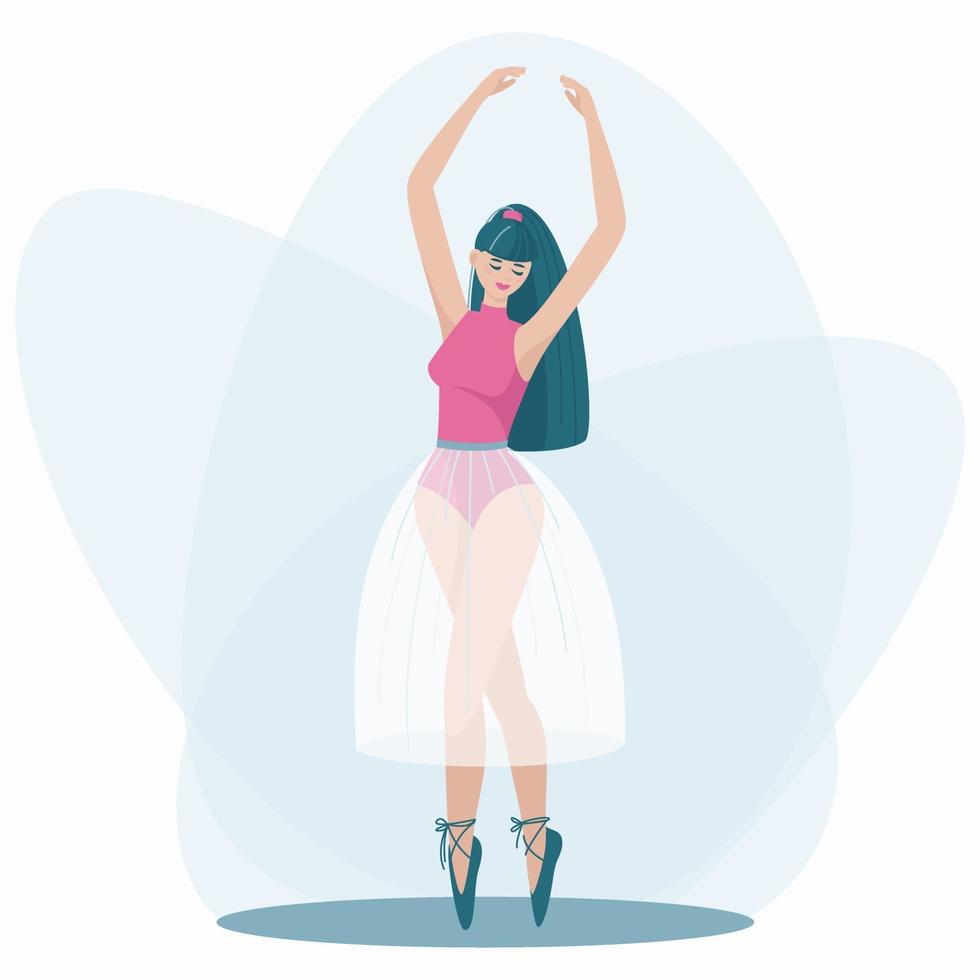 mooie ballerina dansen in een delicate jurk en pointe-schoenen vector