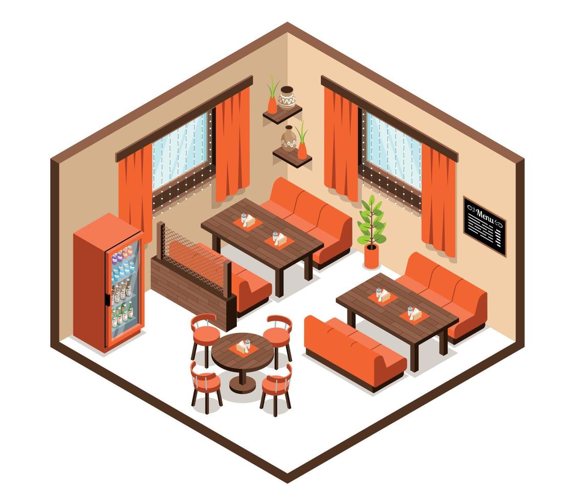 isometrische restaurant interieur vector