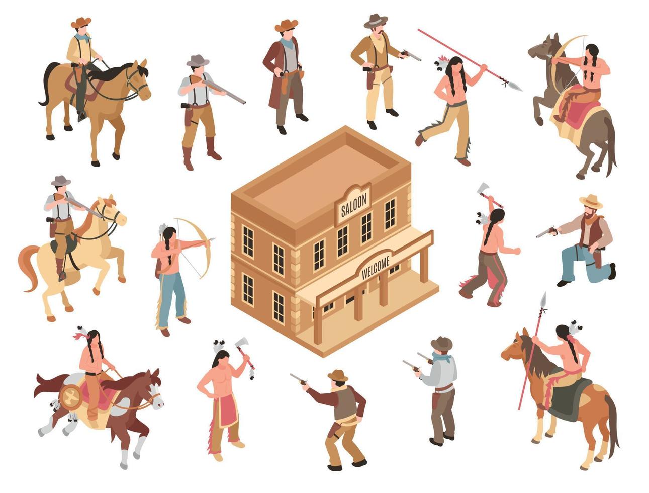 isometrische wild west reeks vector