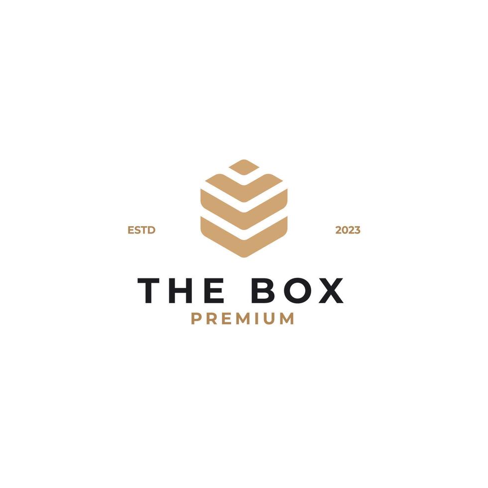vector houten doos logo ontwerp concept illustratie idee
