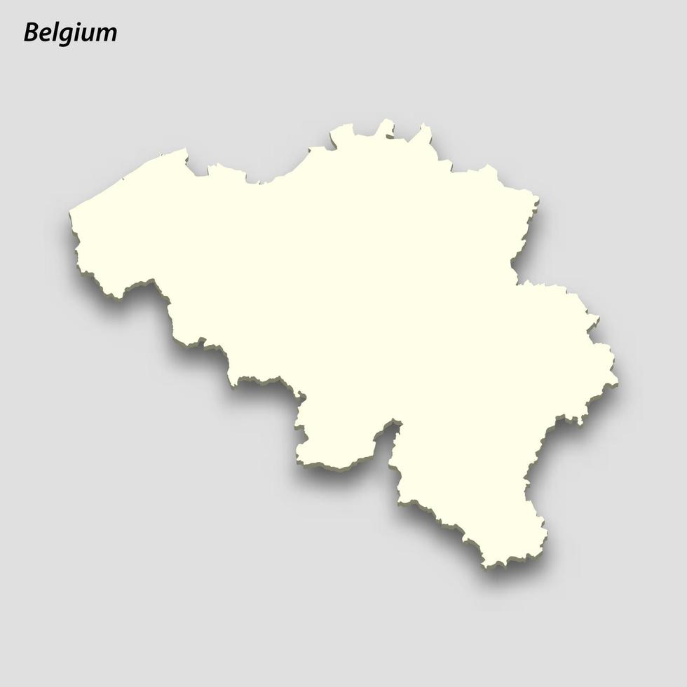 3d isometrische kaart van belgie geïsoleerd met schaduw vector