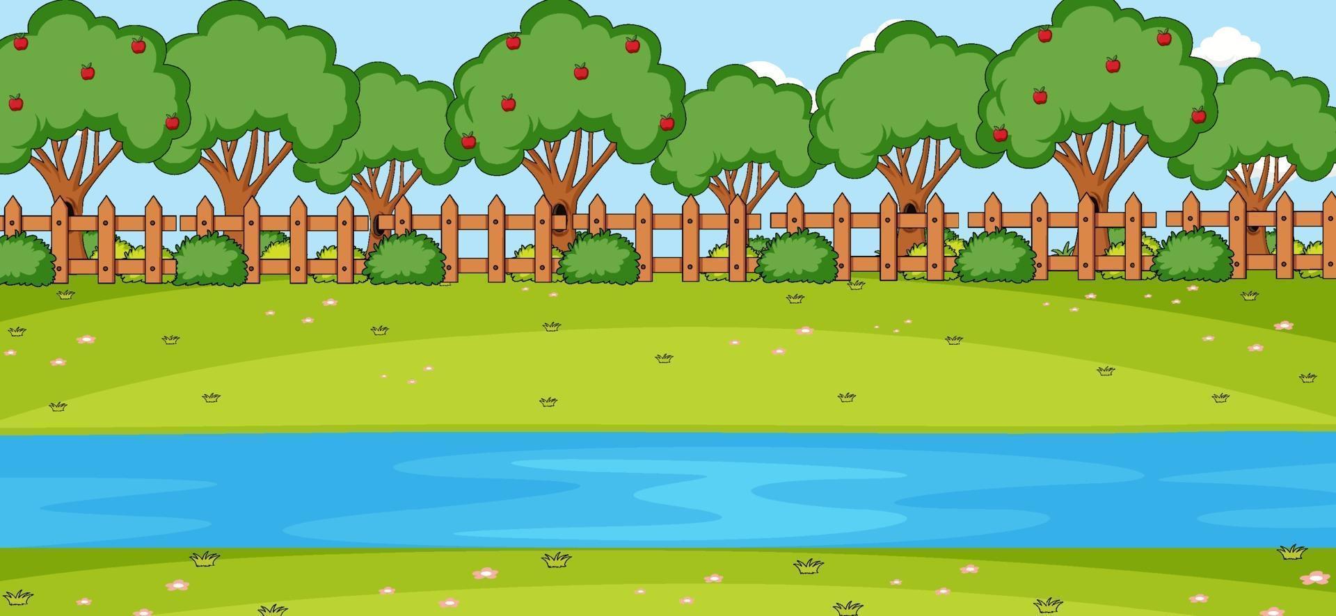 lege horizontale scène met rivier in het park vector