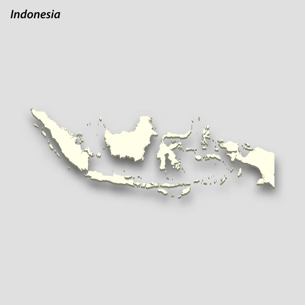 3d isometrische kaart van Indonesië geïsoleerd met schaduw vector