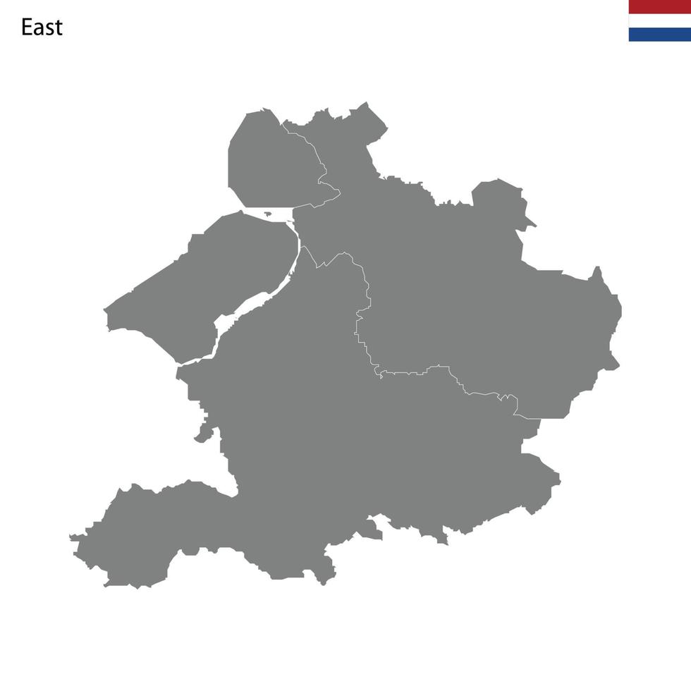 hoog kwaliteit kaart oosten- regio van nederland, met borders vector