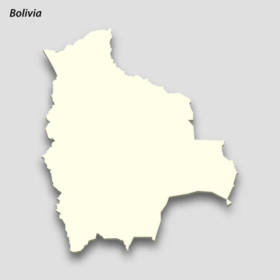 3d isometrische kaart van Bolivia geïsoleerd met schaduw vector