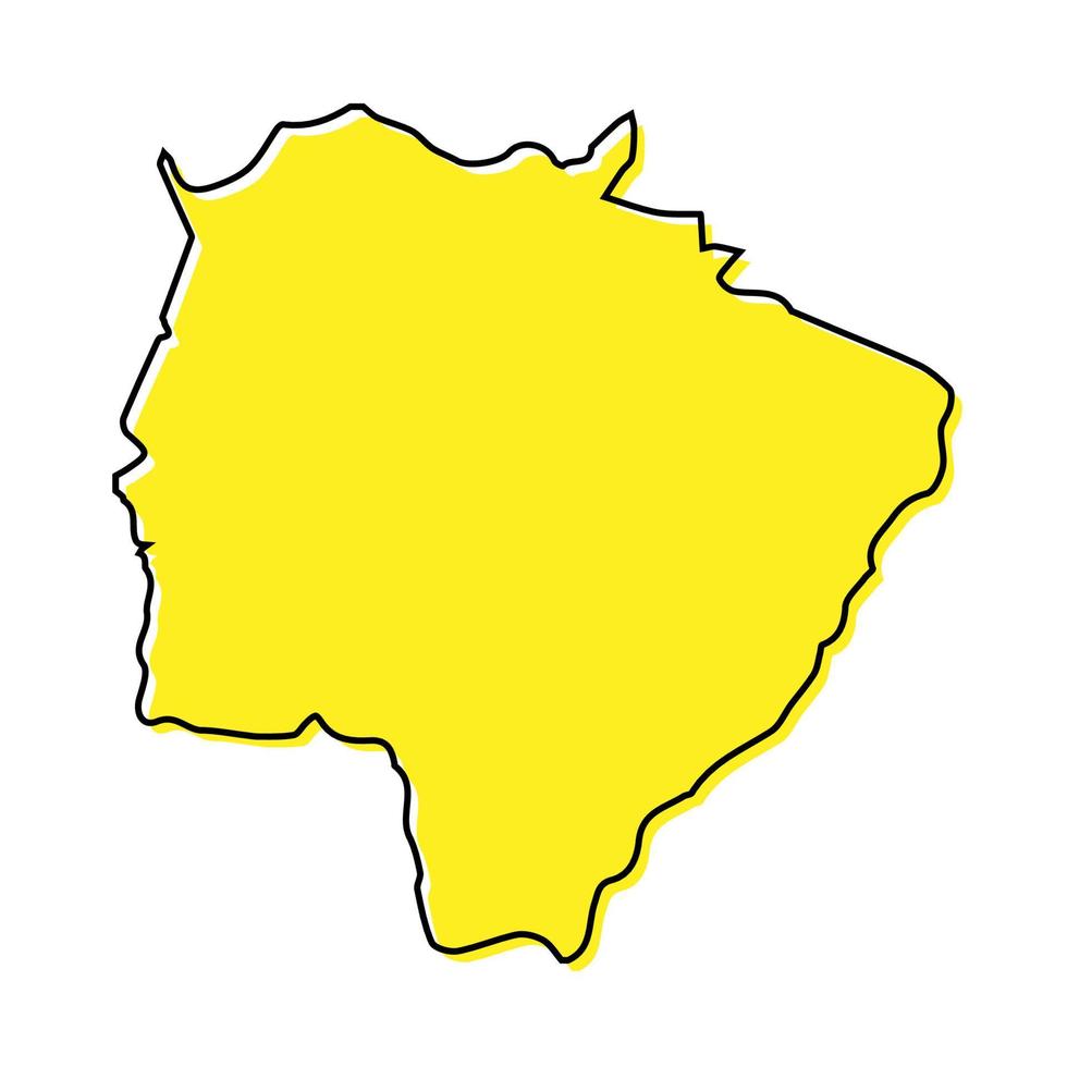 gemakkelijk schets kaart van mato grosso Doen sul is een staat van Brazilië. s vector