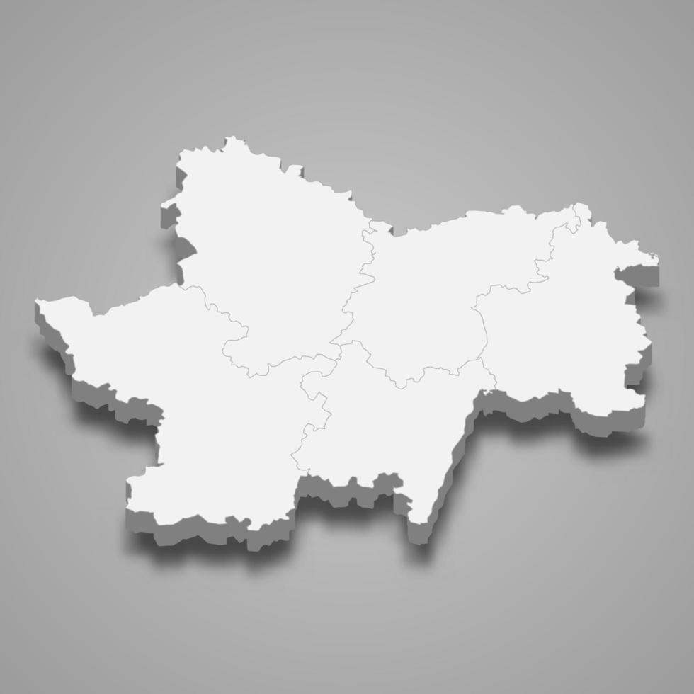3d isometrische kaart van saône-et-loire is een afdeling in Frankrijk vector