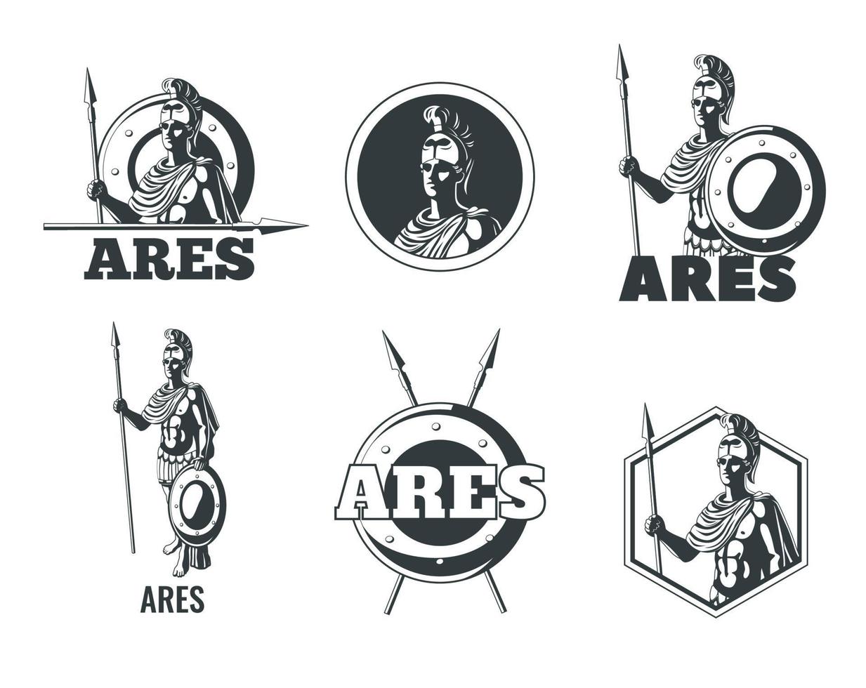 Ares god emblemen reeks vector