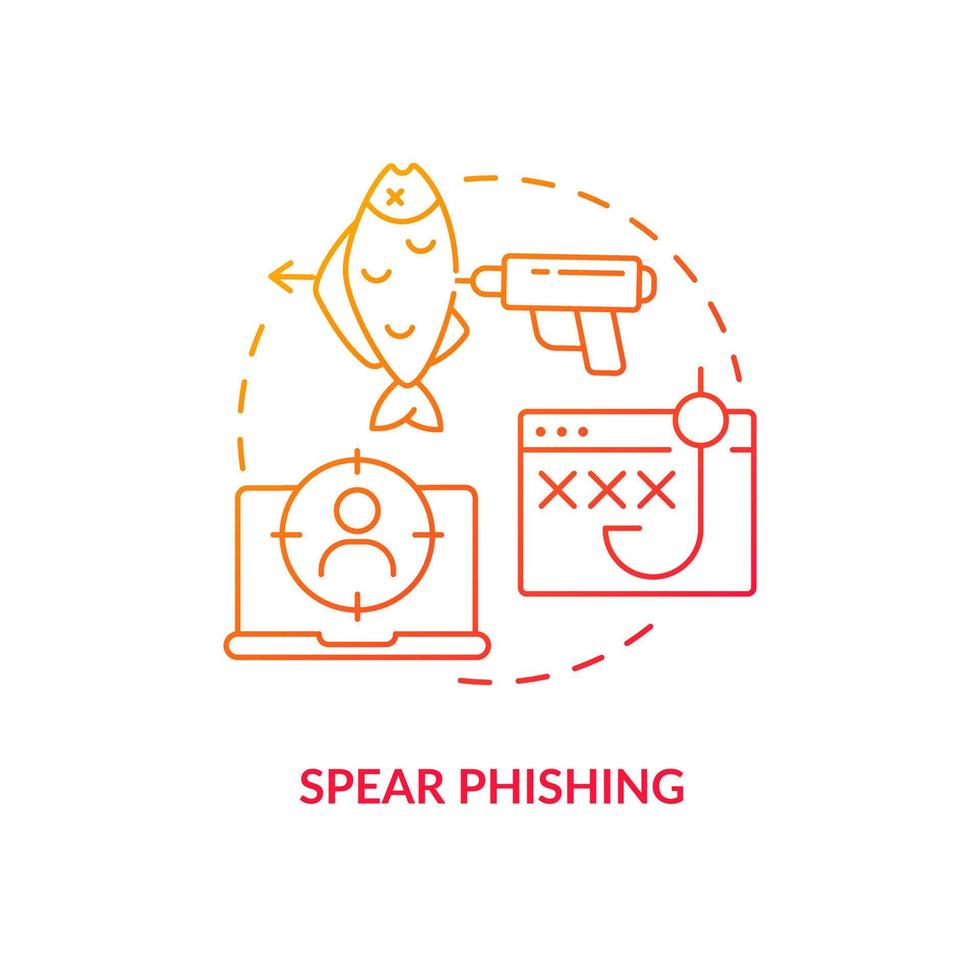 speer phishing rood helling concept icoon. doelwit cyber aanval. het richten slachtoffer. sociaal bouwkunde abstract idee dun lijn illustratie. geïsoleerd schets tekening vector