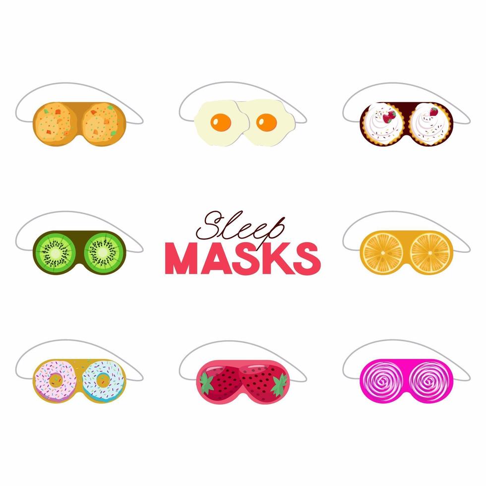 slaapmasker fruit dessert in prachtige stijl vector