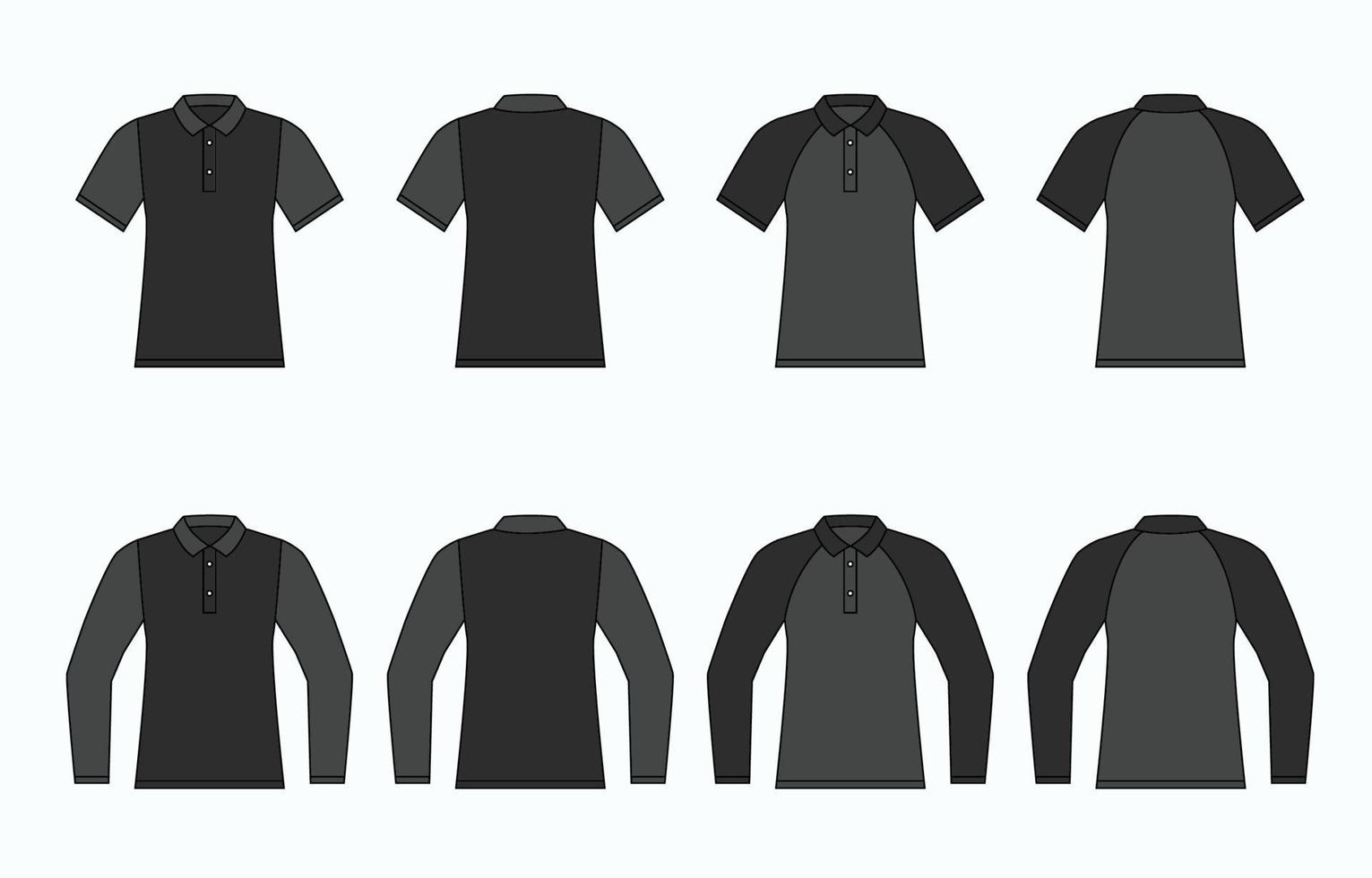 Mens schets polo zwart t-shirt vector