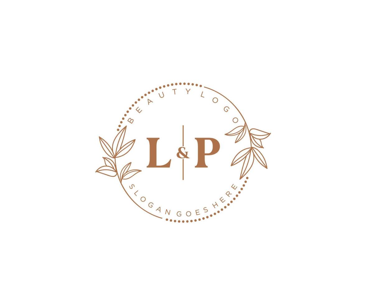 eerste lp brieven mooi bloemen vrouwelijk bewerkbare premade monoline logo geschikt voor spa salon huid haar- schoonheid winkel en kunstmatig bedrijf. vector