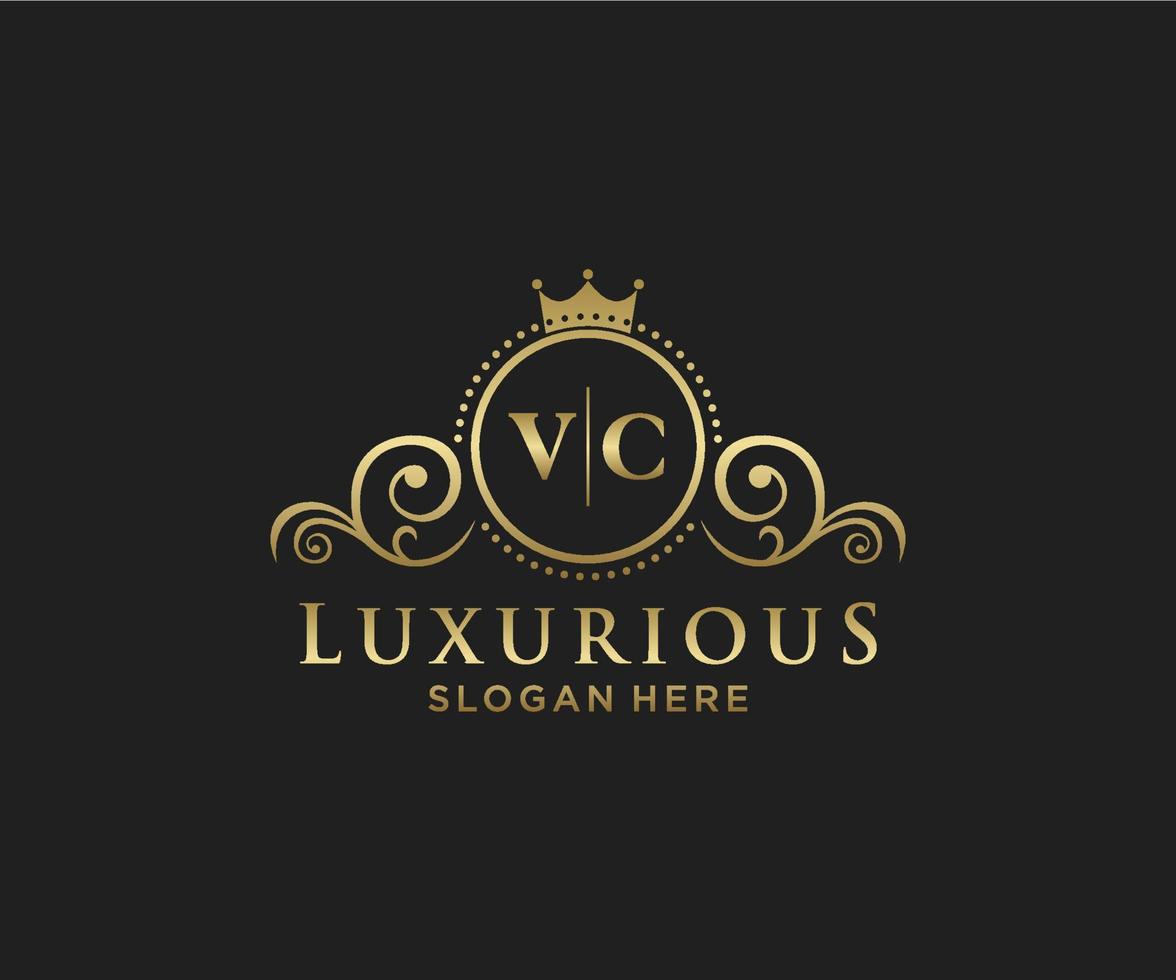 eerste vc brief Koninklijk luxe logo sjabloon in vector kunst voor restaurant, royalty, boetiek, cafe, hotel, heraldisch, sieraden, mode en andere vector illustratie.