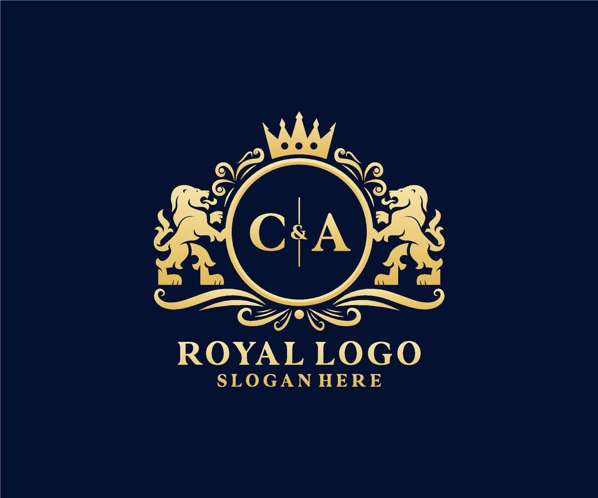 eerste ca brief leeuw Koninklijk luxe logo sjabloon in vector kunst voor restaurant, royalty, boetiek, cafe, hotel, heraldisch, sieraden, mode en andere vector illustratie.