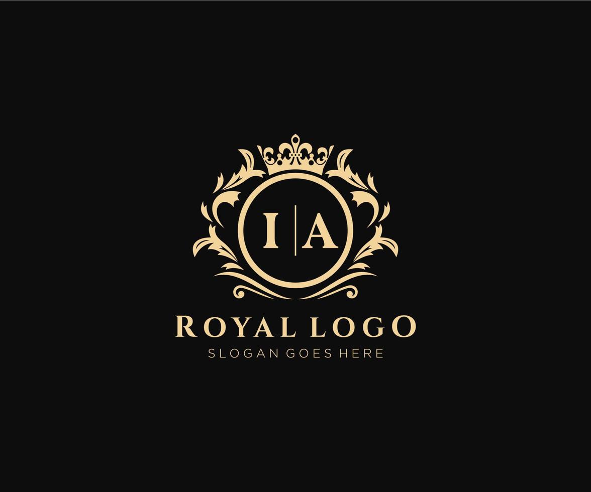 eerste IA brief luxueus merk logo sjabloon, voor restaurant, royalty, boetiek, cafe, hotel, heraldisch, sieraden, mode en andere vector illustratie.