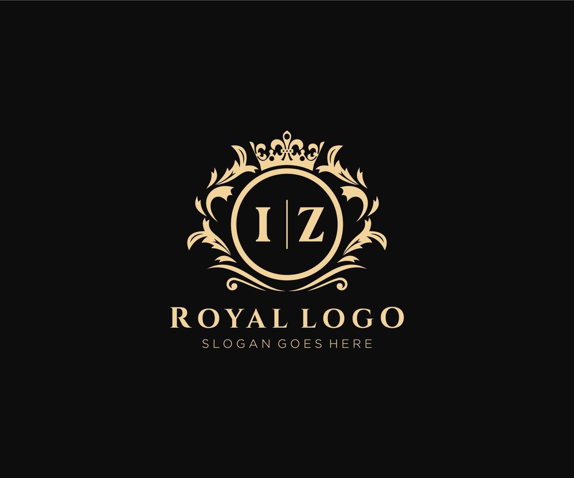 eerste iz brief luxueus merk logo sjabloon, voor restaurant, royalty, boetiek, cafe, hotel, heraldisch, sieraden, mode en andere vector illustratie.