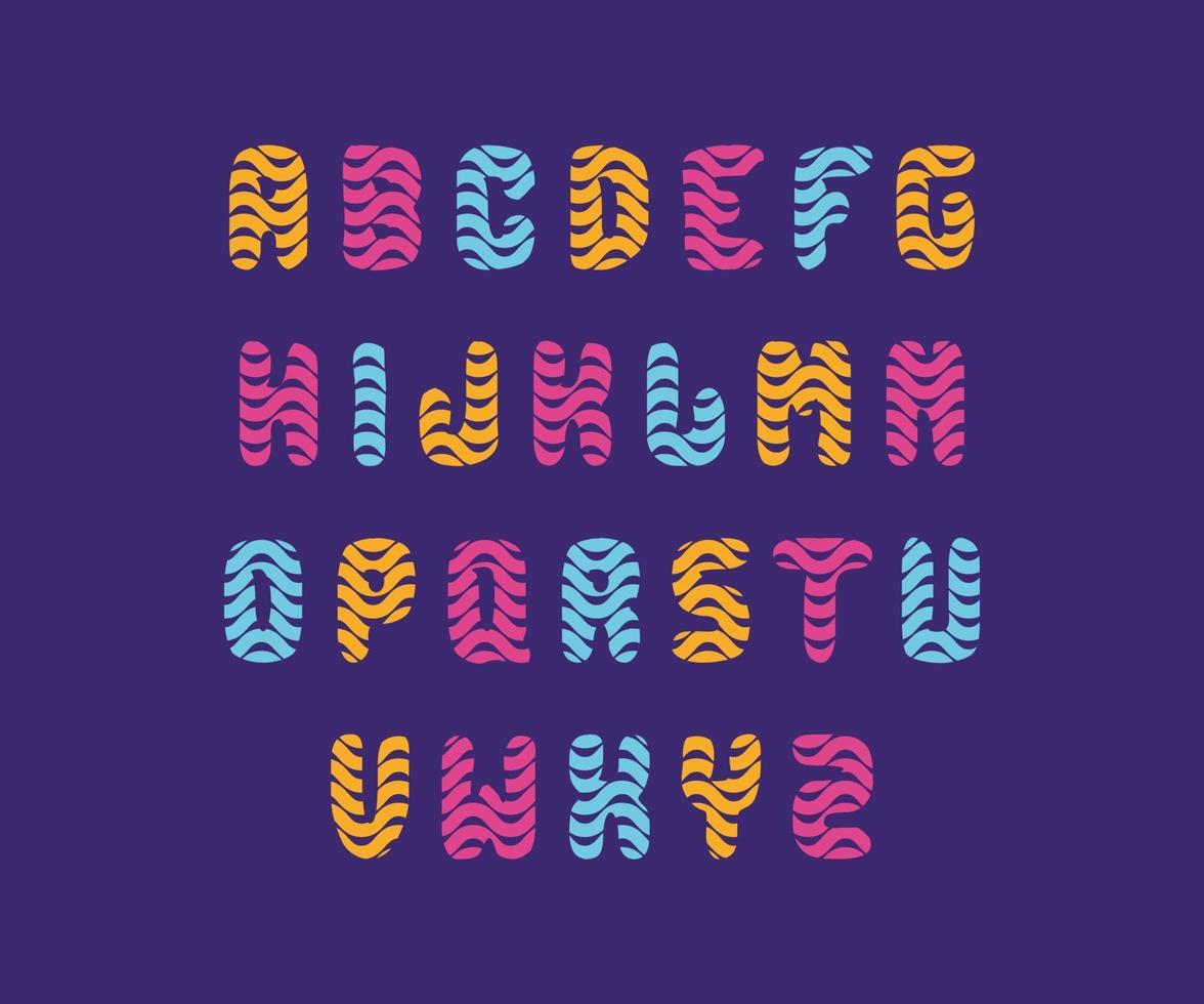 leuke en afgeronde kleurrijke lettertypeset met golvende lijnen, geschikt voor logo, monogram, kop en ontwerp met kinderthema vector