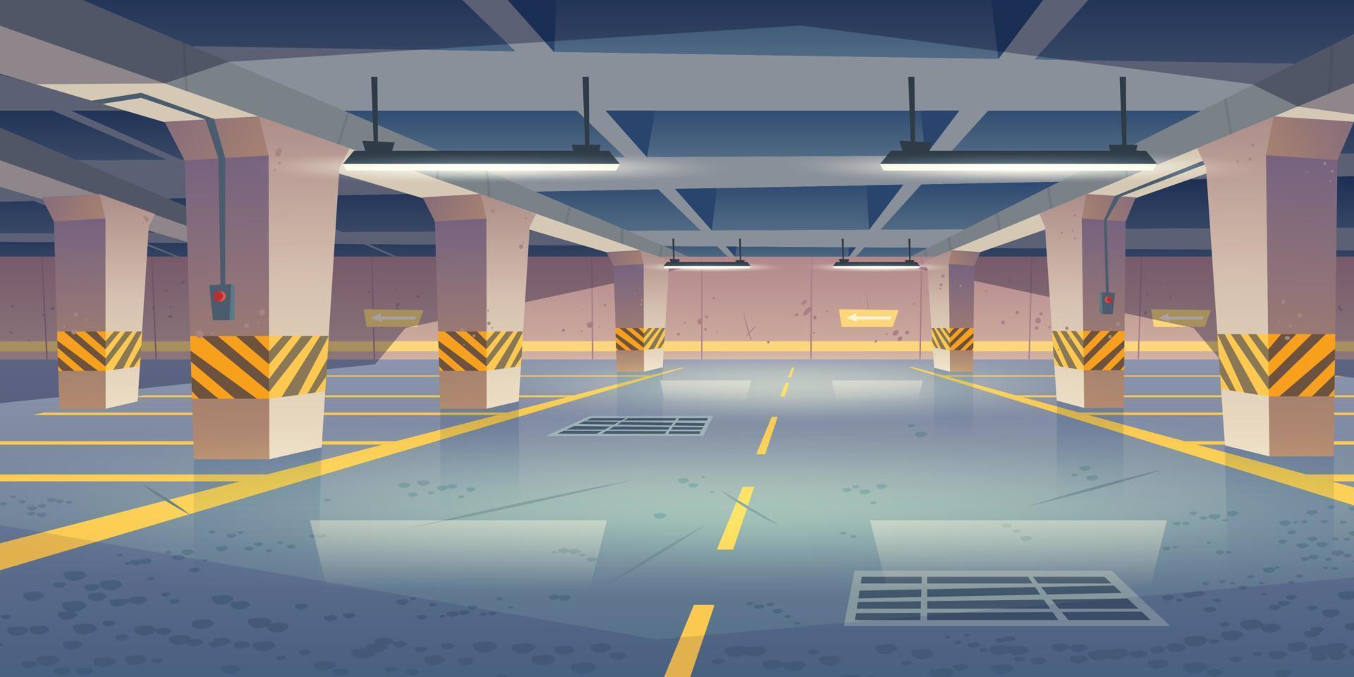 vector interieur van leeg ondergronds auto parkeren