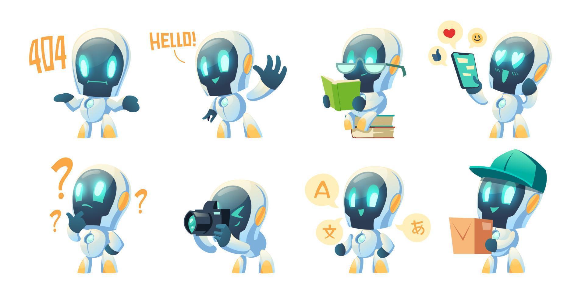 leuke chatbot-cartoon, gespreksrobot vector