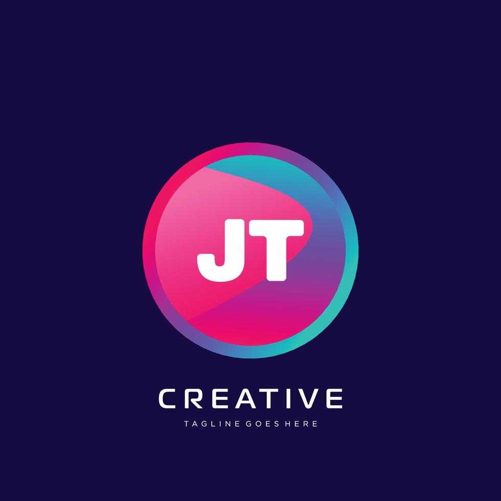 jt eerste logo met kleurrijk sjabloon vector. vector