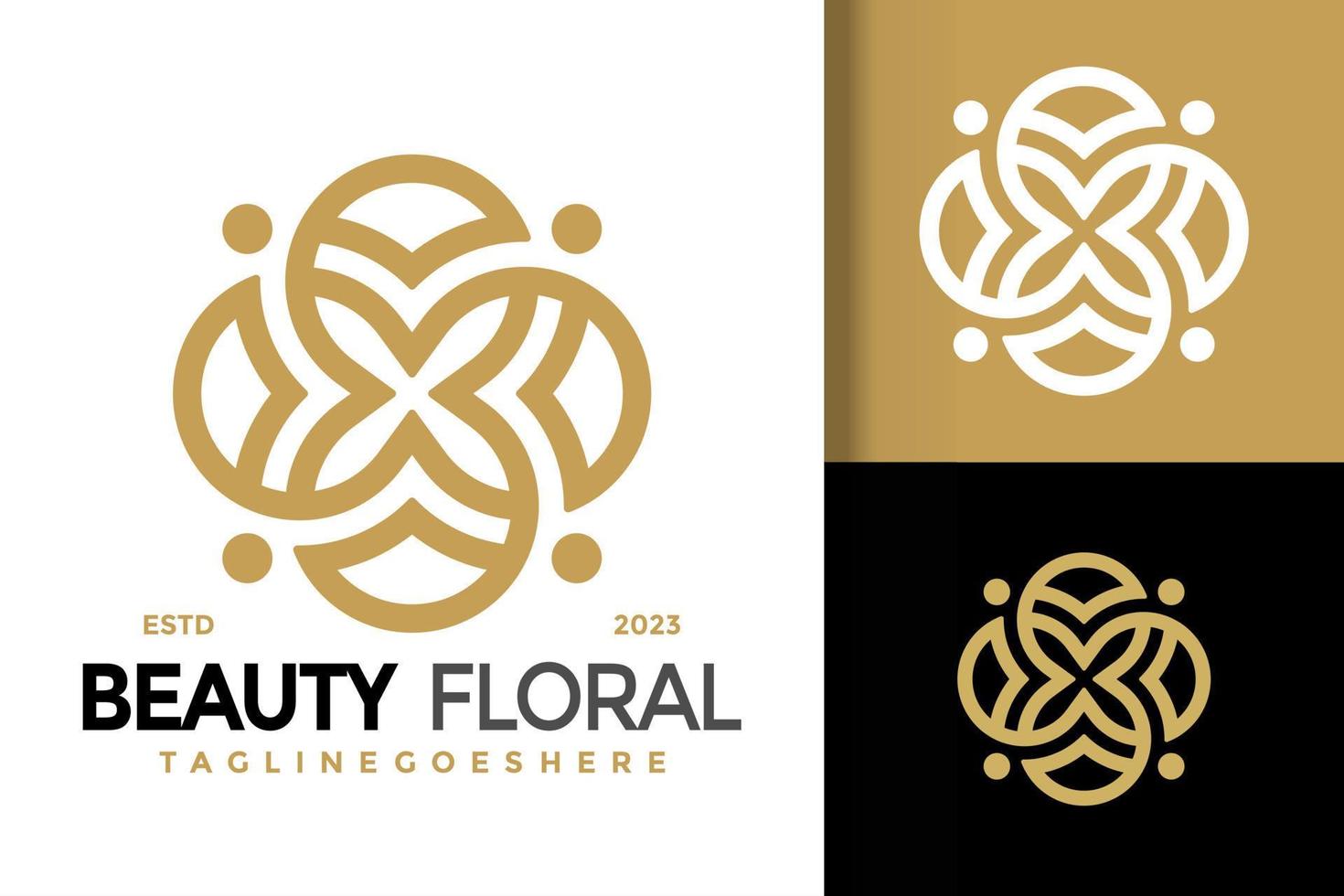 luxe schoonheid bloemen logo vector icoon illustratie