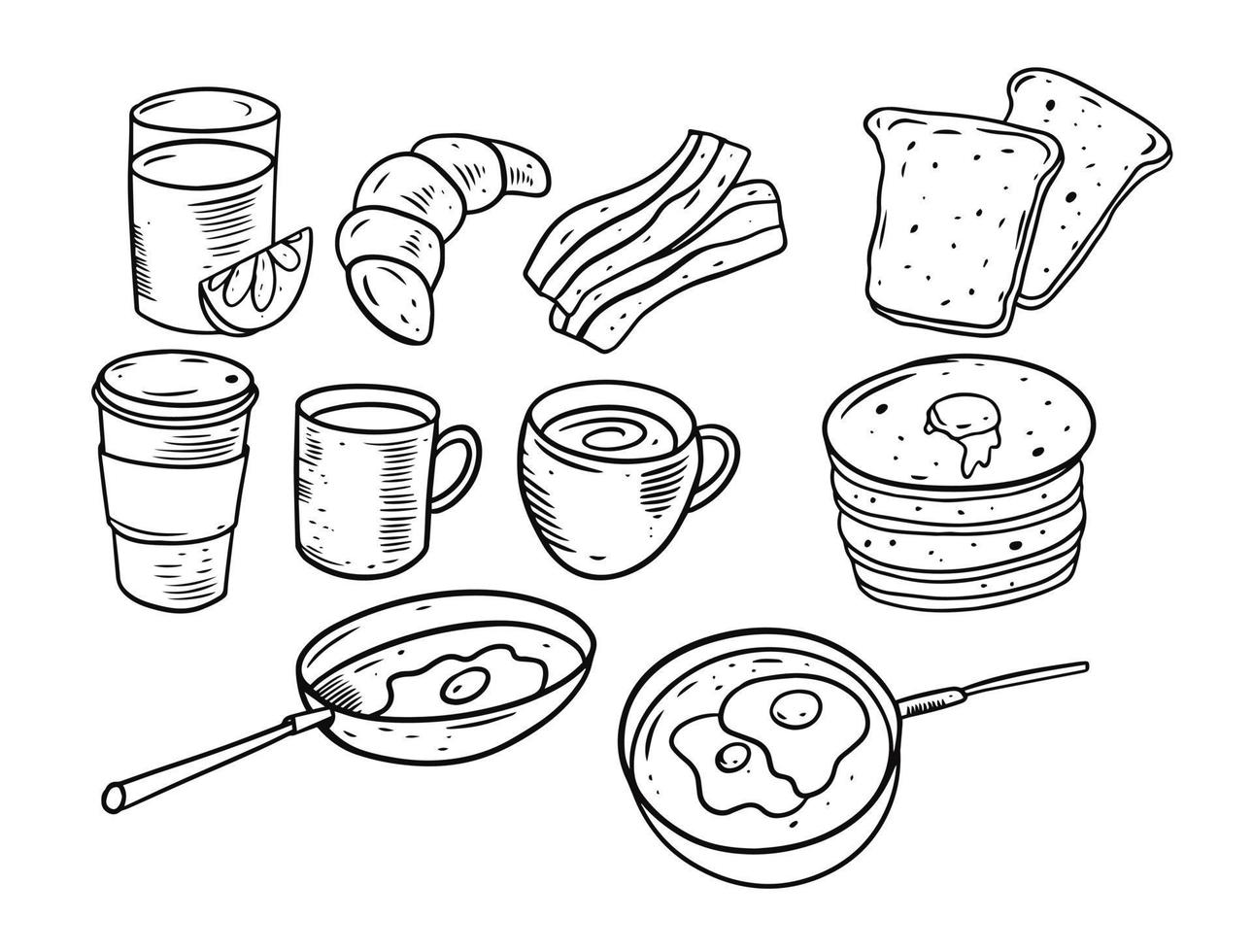 ontbijt producten set. hand- tekening schetsen vector illustratie.