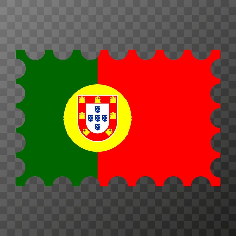 port postzegel met Portugal vlag. vector illustratie.