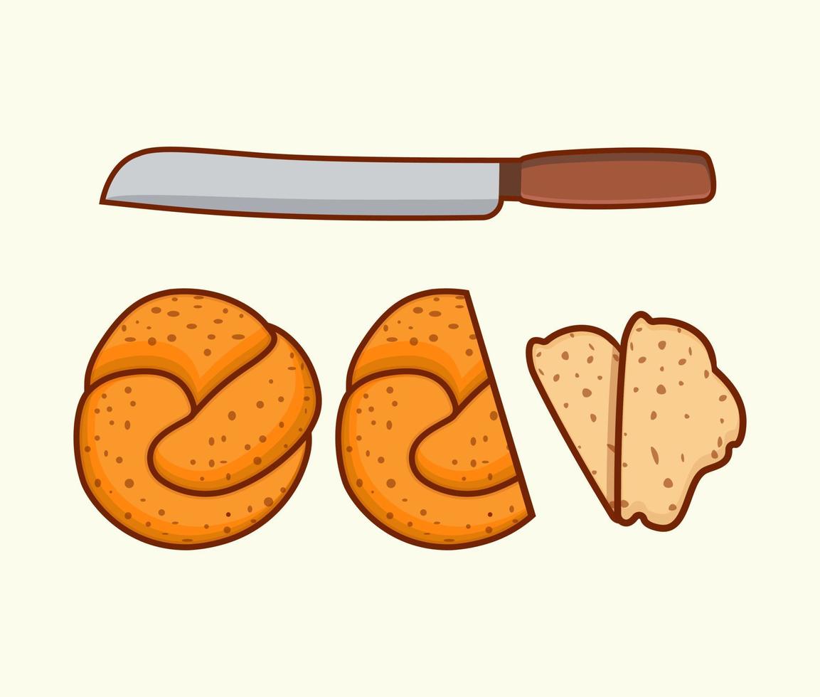 creatief hoge kwaliteit challah voedsel illustratie, geïsoleerd menu tekenfilm tekening kunst, zoet avondeten vlecht symbool biologisch challah vector klem kunst ontwerp.