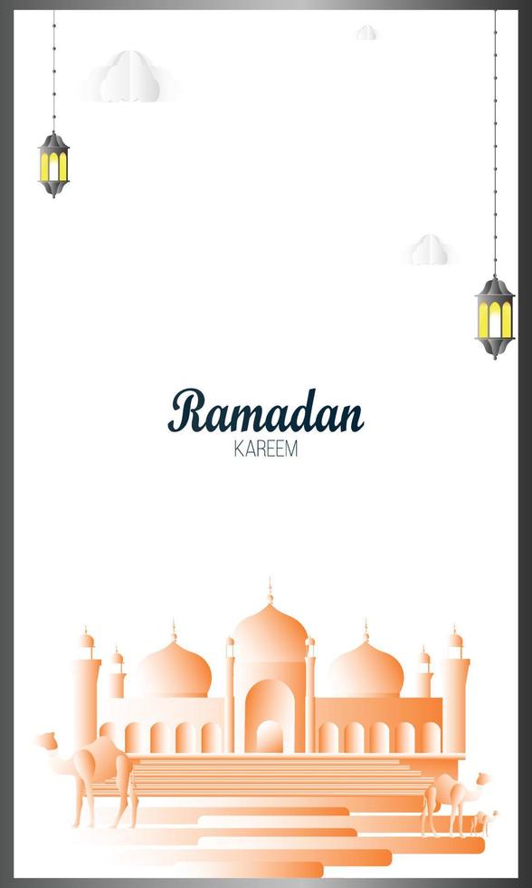 Ramadan kareem van uitnodigingen ontwerp papier besnoeiing islamitisch. vector illustratie - vector