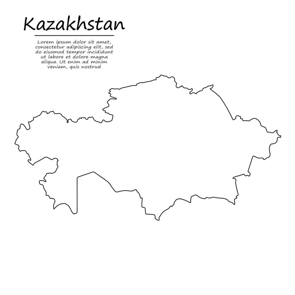 gemakkelijk schets kaart van kazachstan, in schetsen lijn stijl vector