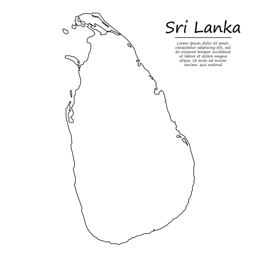 gemakkelijk schets kaart van sri lanka, in schetsen lijn stijl vector