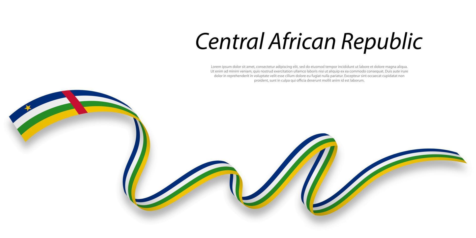 golvend lint of banier met vlag van centraal Afrikaanse republiek. vector