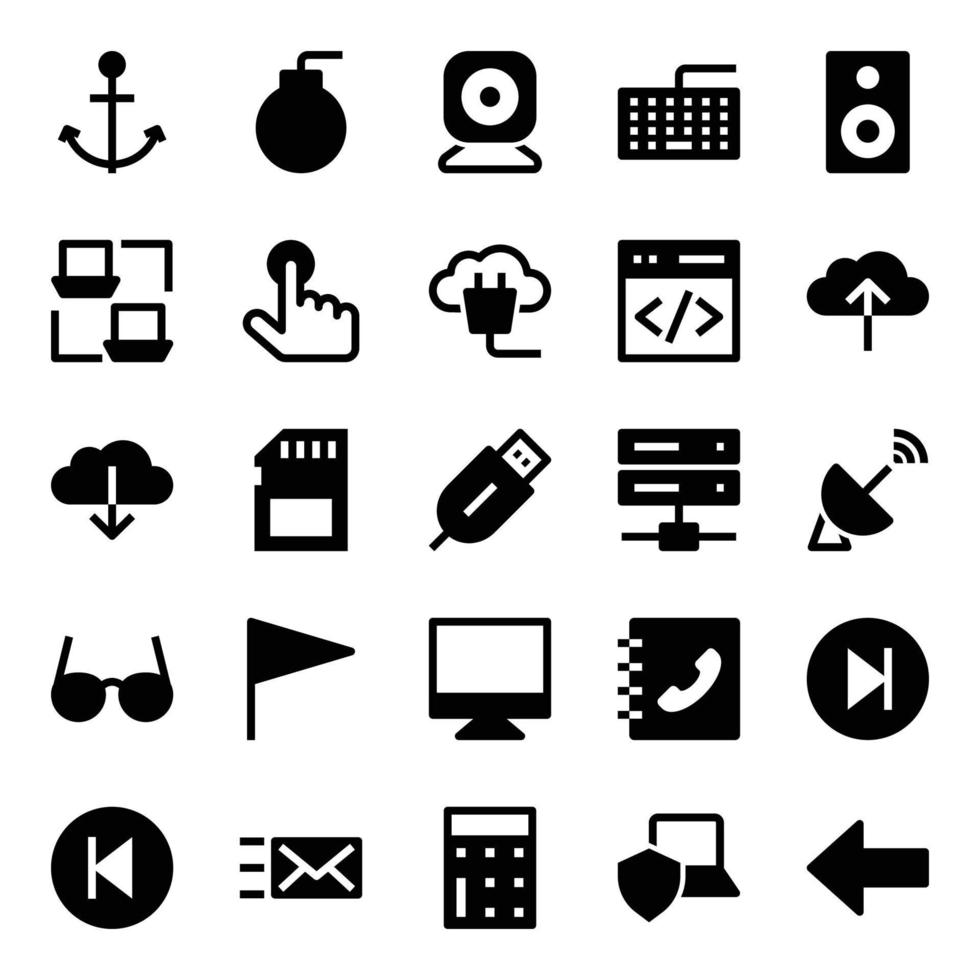 glyph pictogrammen voor internetten. vector