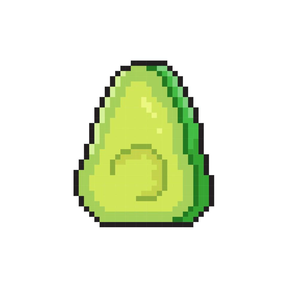 voor de helft avocado in pixel kunst stijl vector