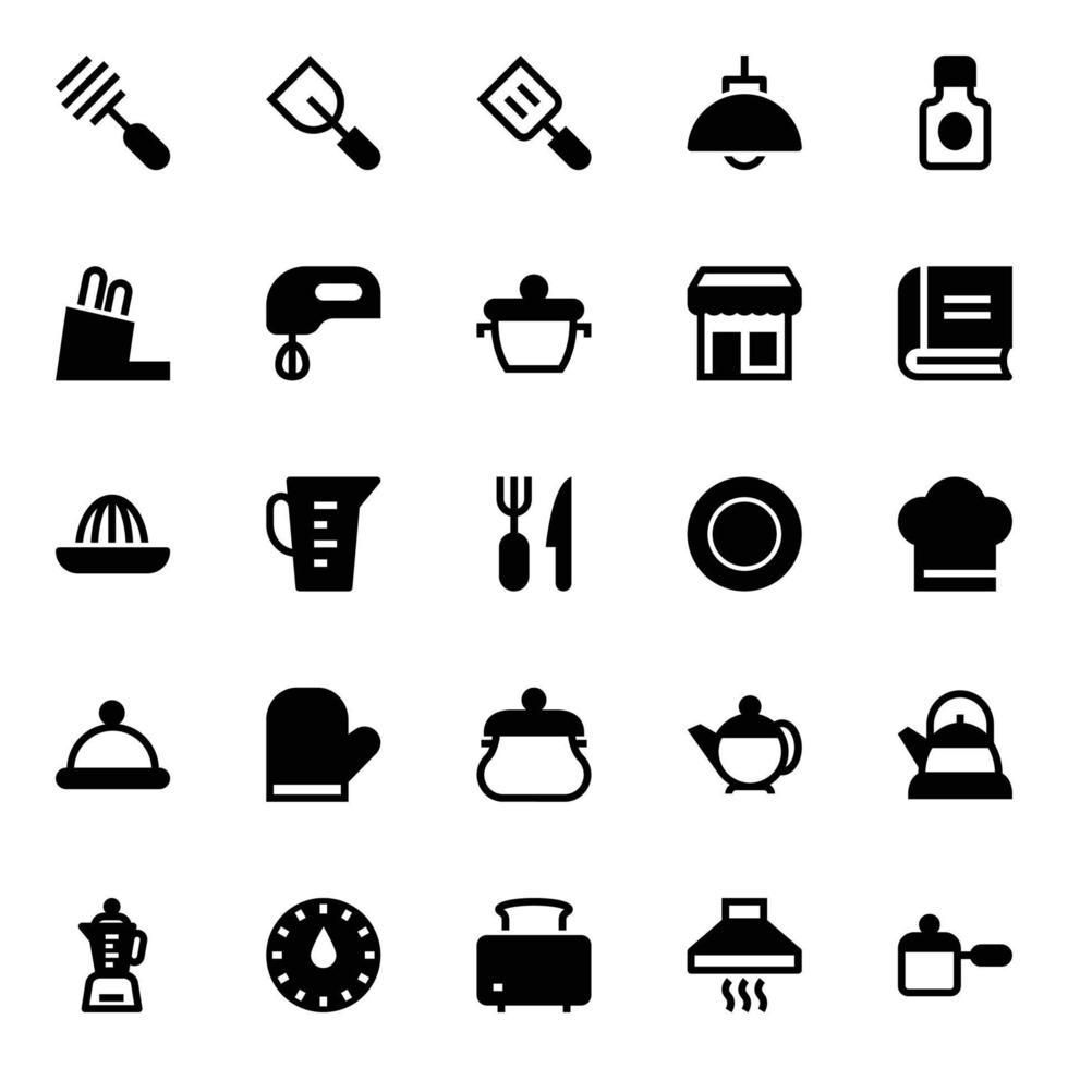 glyph pictogrammen voor keuken. vector
