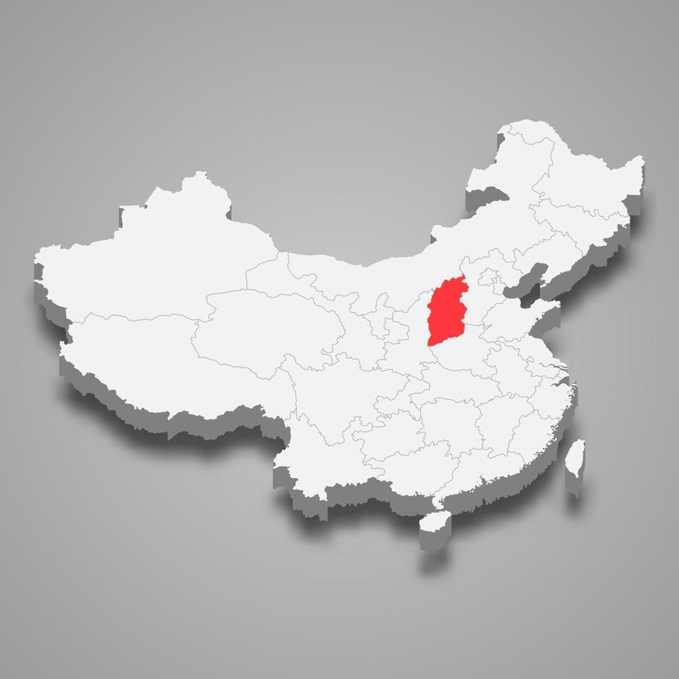 provincie plaats binnen China 3d kaart sjabloon voor uw ontwerp vector