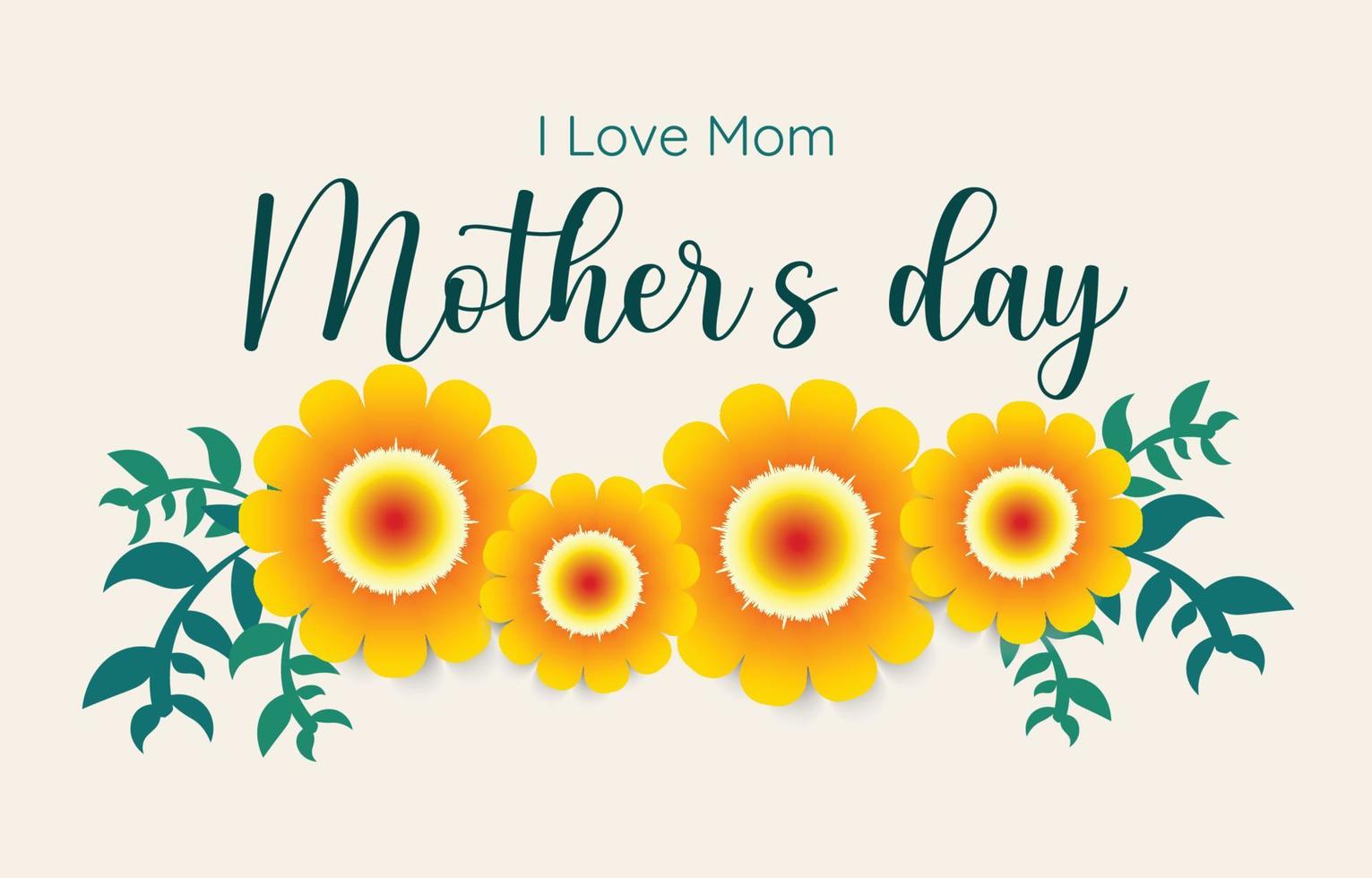 moeder dag groet kaart banier vector met voorjaar geel bloemen. symbool van liefde en handgeschreven brieven Aan room achtergrond.