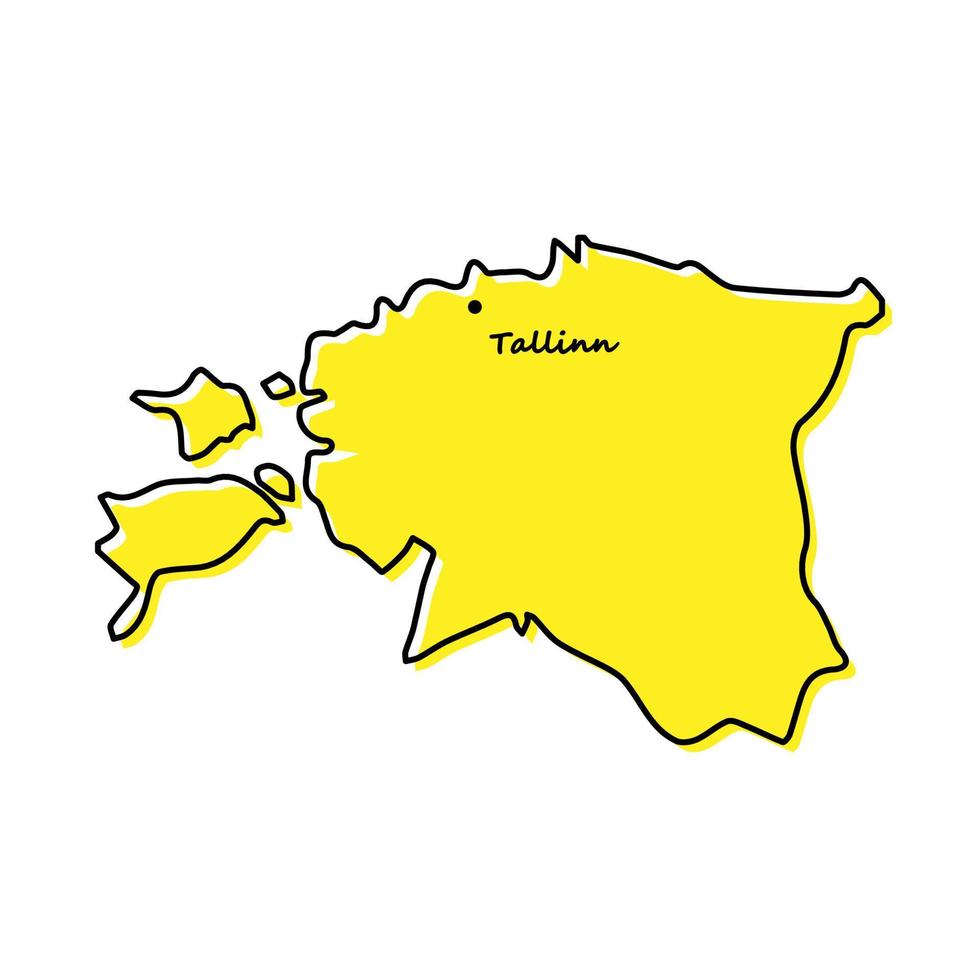 gemakkelijk schets kaart van Estland met hoofdstad plaats vector