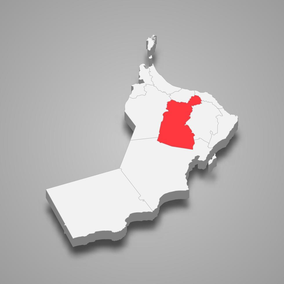 advertentie dakhiliyah regio plaats binnen Oman 3d kaart vector