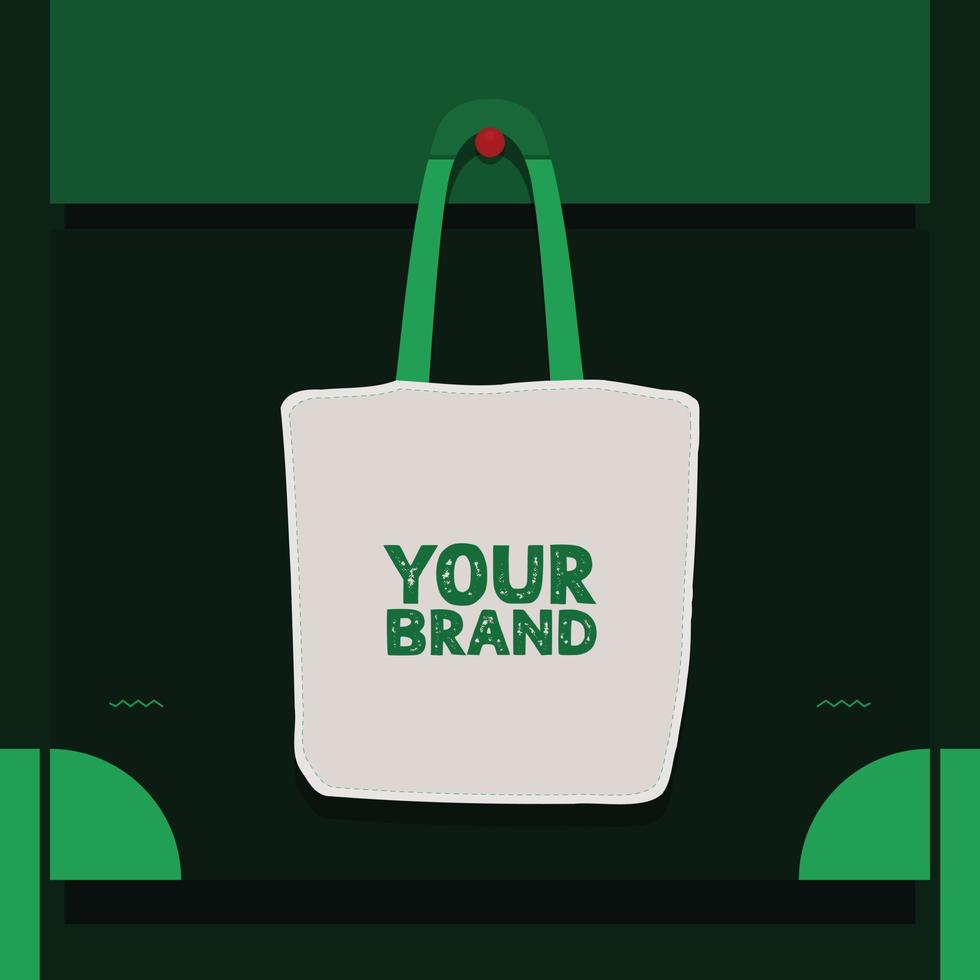 ontwerp een wit zak voor uw het beste Product Aan een groen achtergrond. instagram post sjabloon ontwerp vector