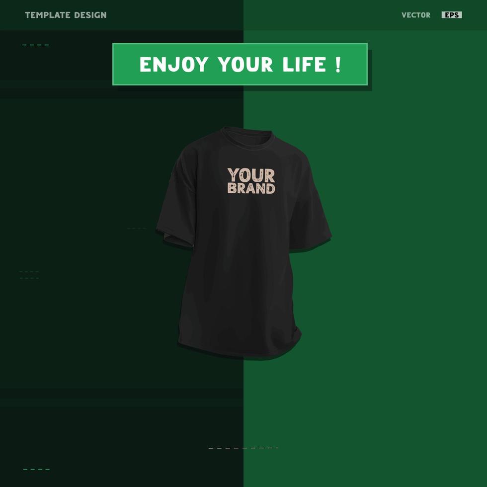 ontwerp een zwart t-shirt voor uw het beste Product met een groen achtergrond. instagram post sjabloon ontwerp vector